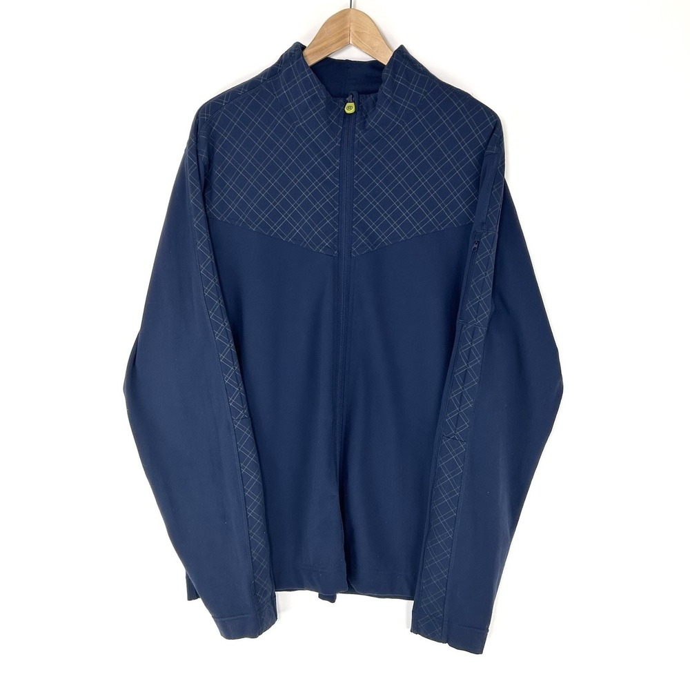 Lululemon Track Jacket Sweatshirt Mens XL Full Zip Blue Plaid Yoke Yoga Athletic